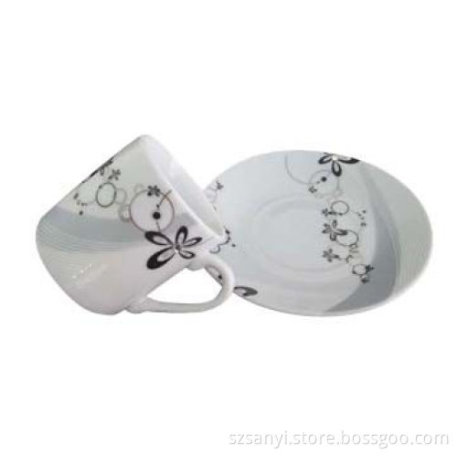 12-piece Coffee Cup and Saucer with Diamond Design